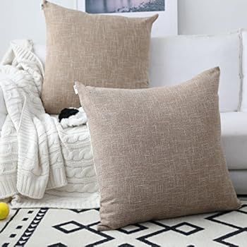 Amazon.com: Kevin Textile Decor Burlap Natural Style Lined Linen Throw Pillow Cases Cushion Cover... | Amazon (US)