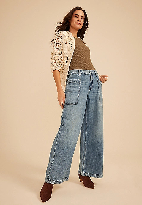 High Rise Large Pocket Wide Leg Jean | Maurices