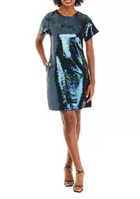 Crown & Ivy™ Women's Short Sleeve Sequin Dress | Belk