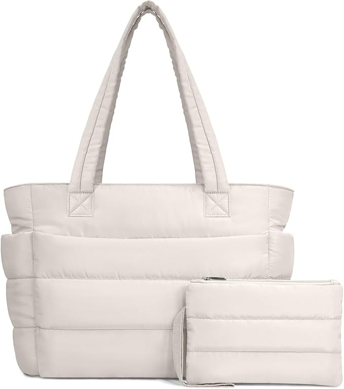 TOPDesign Puffer Tote Bag for Women, Lightweight Puffy Handbag with Compartments, Quilted Shoulde... | Amazon (US)