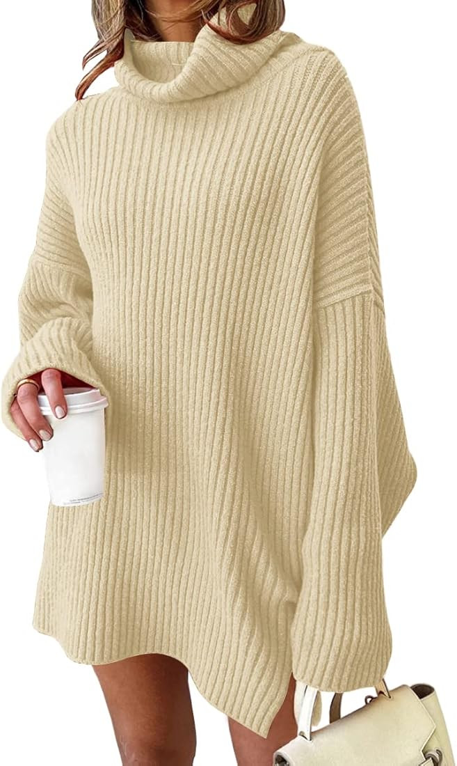 Womens Turtleneck Oversized Long Batwing Sleeve Fall Sweater 2023 Plus Size Tunic Pullover Ribbed... | Amazon (US)