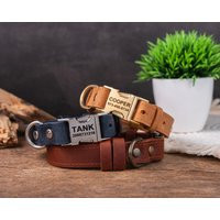 Handmade Leather Dog Collar, Personalized Genuine Engraved Customized Collar | Etsy (US)