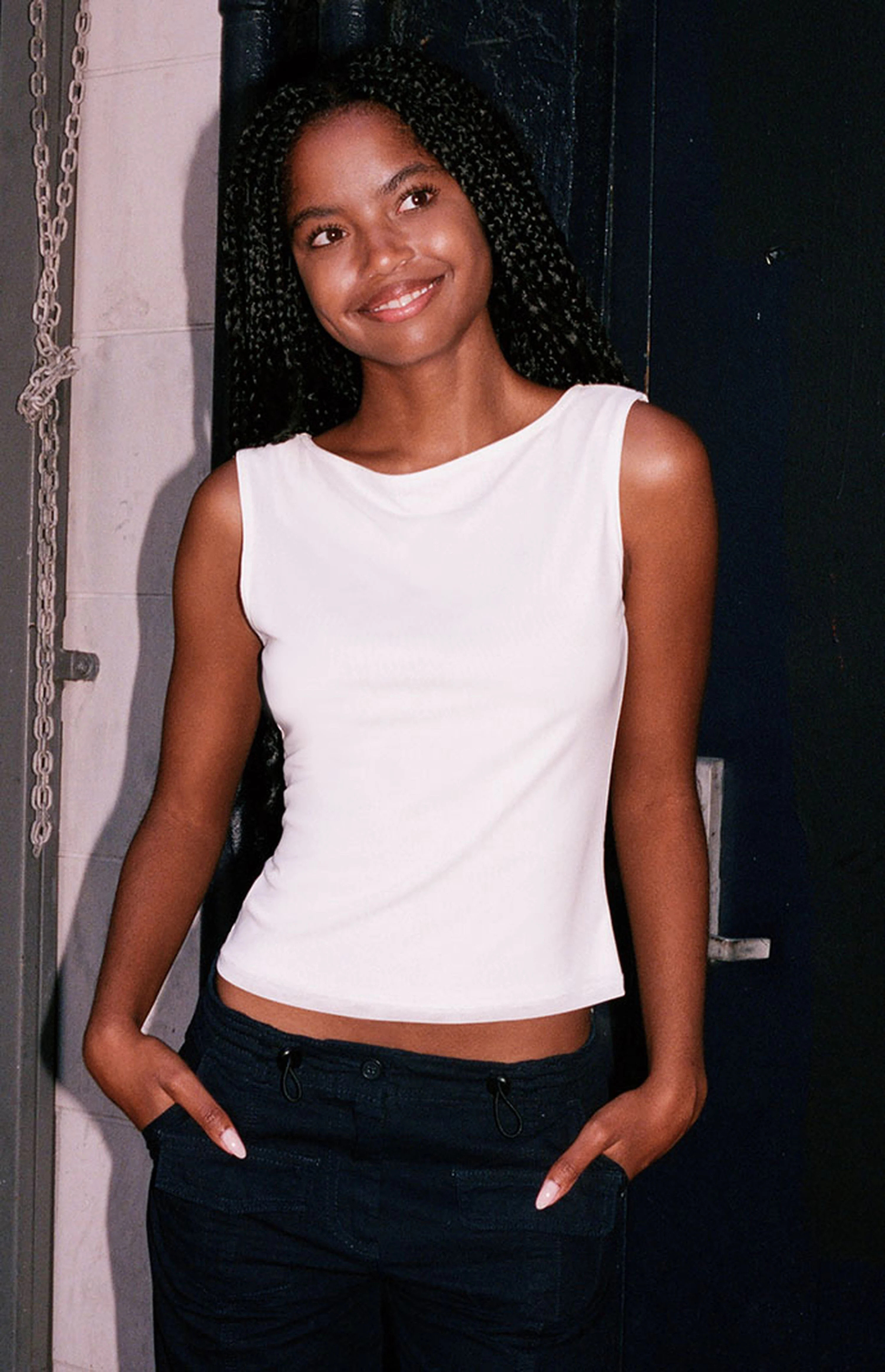 John Galt White High Neck Tank Top | PacSun