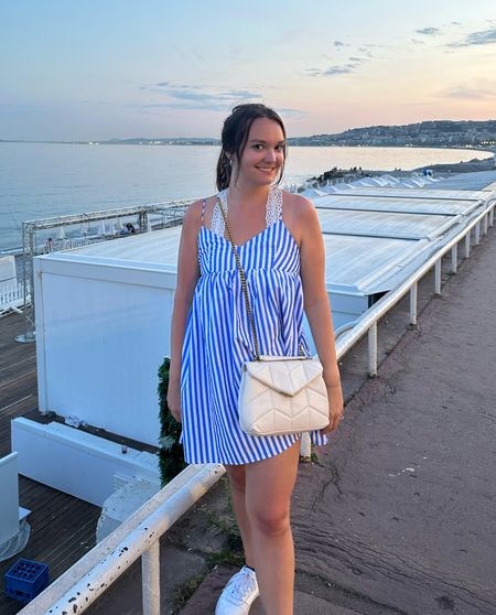 Casual dinner date outfit 💙 wore this blue and white mini dress with built in shorts to a casual dinner in Nice France 🇫🇷 

#LTKfit #LTKSeasonal #LTKunder100