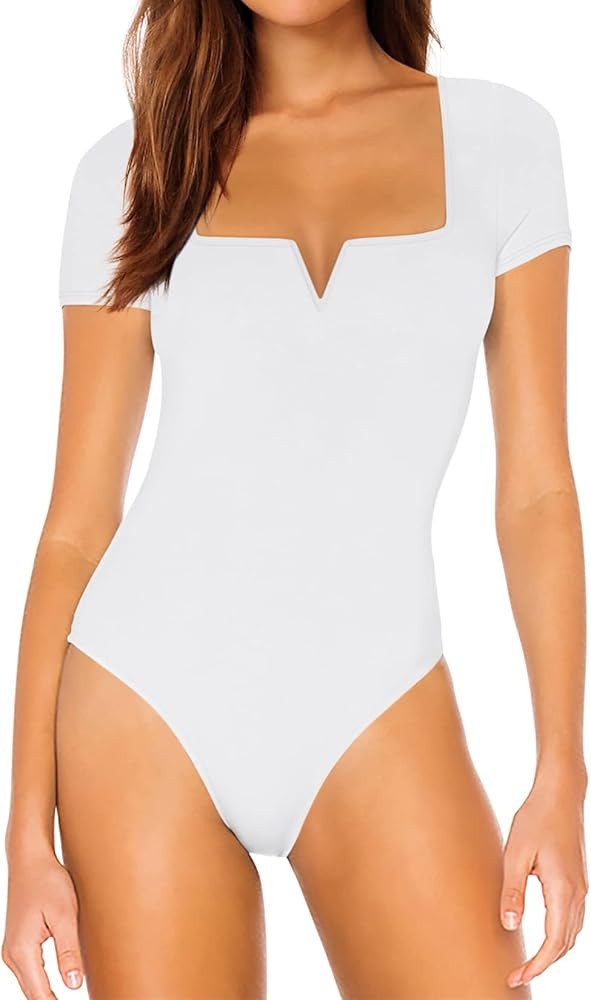 Women’s Square Nexk Notch V Neck Bodysuit | Amazon (US)