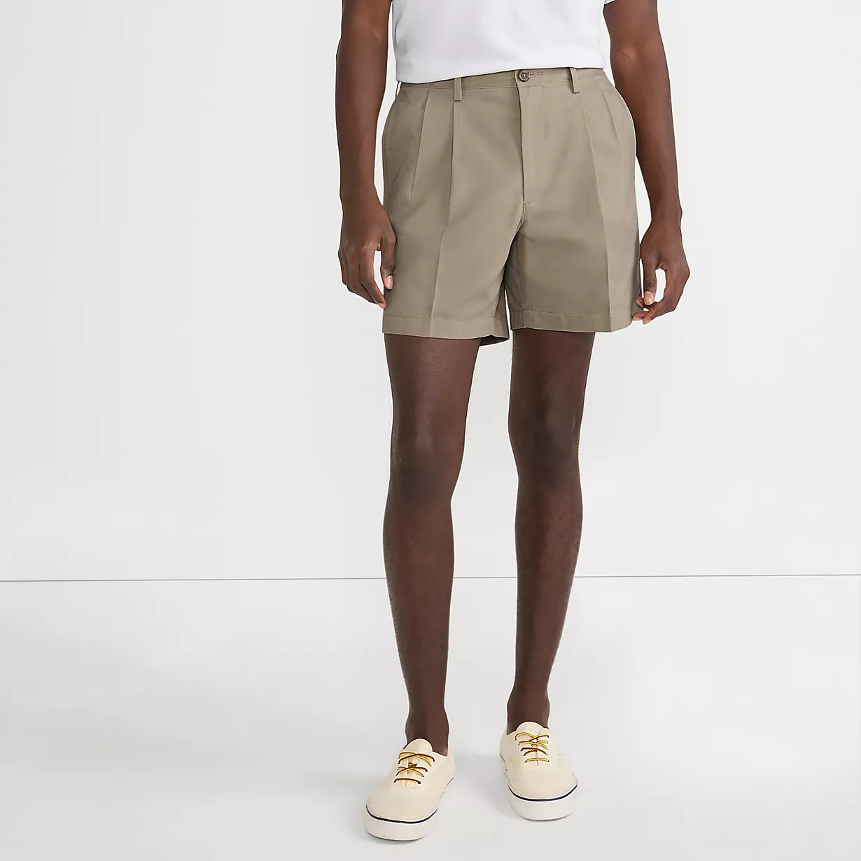 Men's No Iron 6" Comfort Waist Pleated Front Chino Short | Lands' End (US)