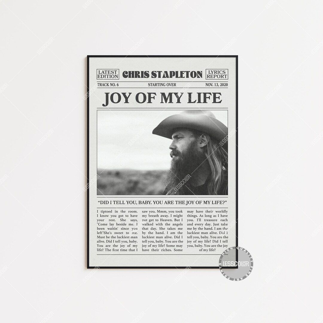 Chris Stapleton Newspaper Print Joy of My Life Poster Lyrics - Etsy | Etsy (US)