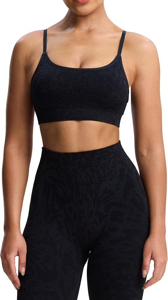 Aoxjox Workout Seamless Camo Sports Bra for Women Adjustable Fitness Padded Exercise Gym Bras Yog... | Amazon (US)