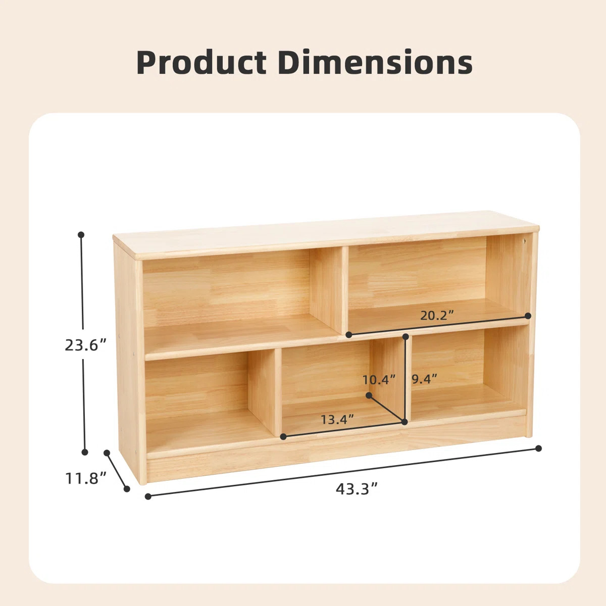 Solid Rubber Kids Bookshelf, Idael Montessori Shelf 44.6"W X 11.8"D X 23.6"H | Wayfair North America