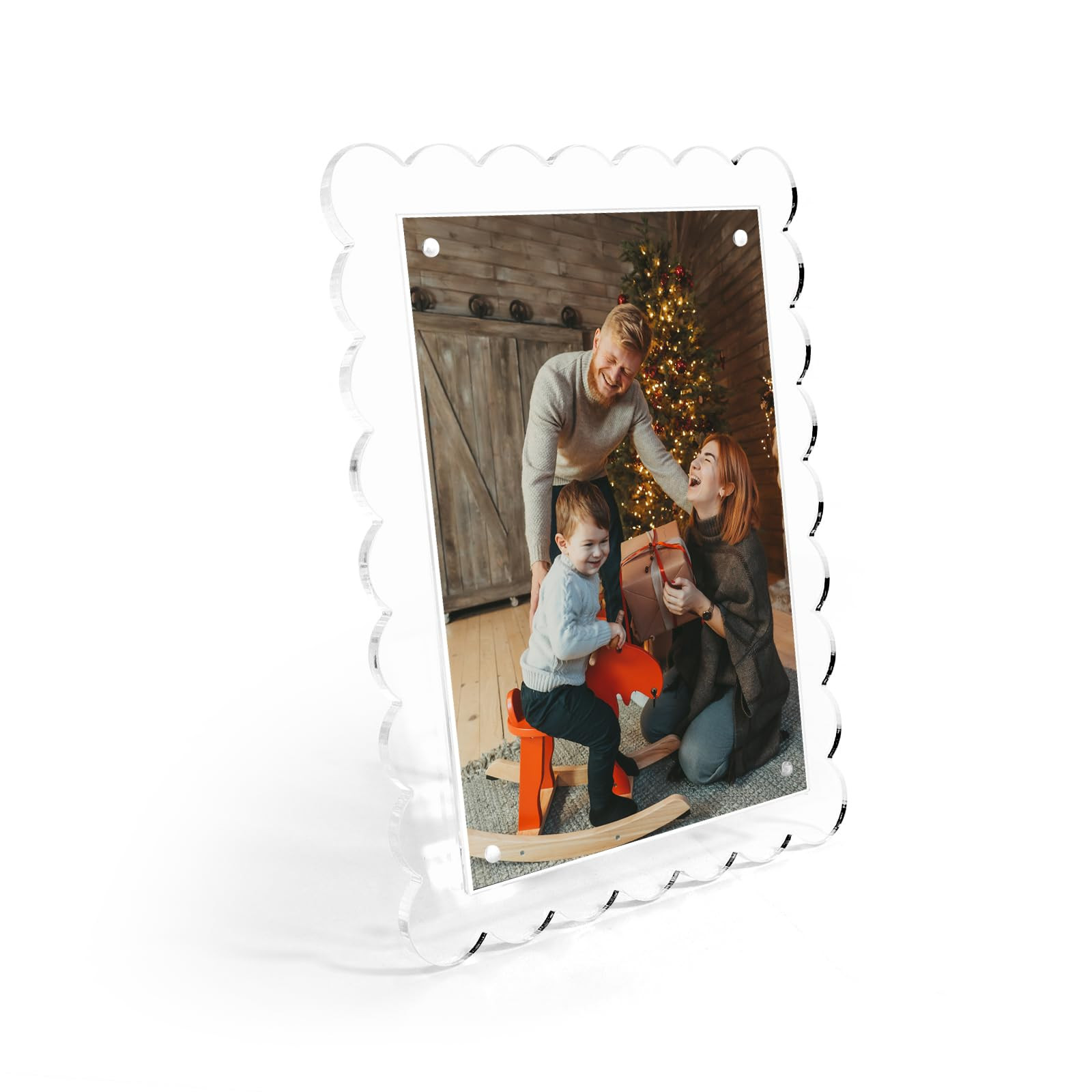 DABLUE 1 Pack Acrylic Picture Frame 5 x 7 Inch Clear Scalloped Photo Frame Acrylic Magnetic Pictu... | Amazon (US)