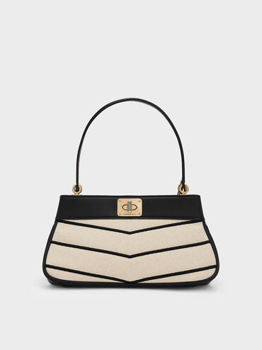 Multicoloured Eleni Canvas Chevron Shoulder Bag | CHARLES & KEITH | Charles & Keith US