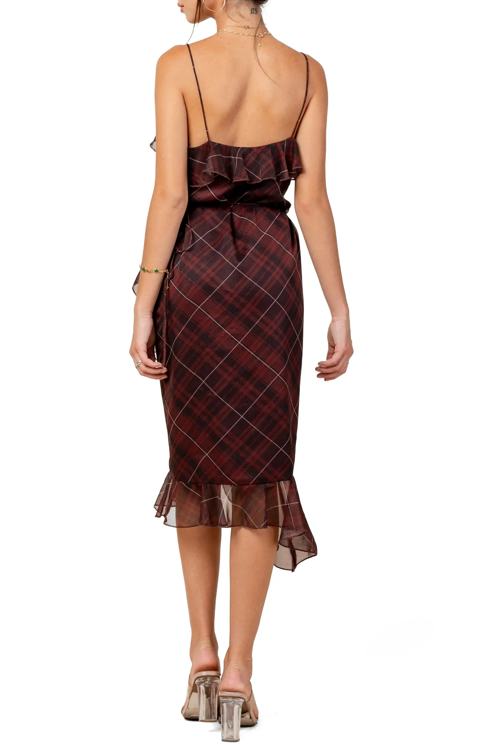 Plaid Ruffle Midi Dress | Nordstrom Rack
