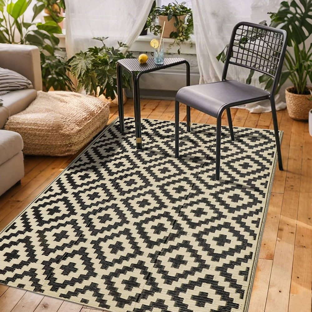 SAND MINE Reversible Mats, Plastic Straw Rug, Modern Area Rug, Large Floor Mat and Rug for Outdoo... | Amazon (US)