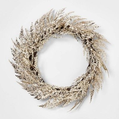 24in Unlit Cedar Artificial Christmas Wreath Champagne Glitter - Wondershop™ | Target