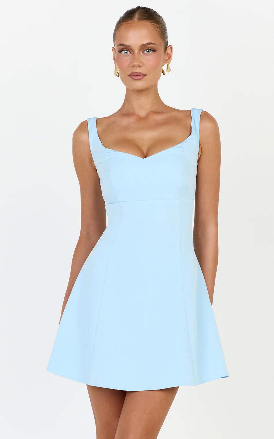 Off The Shoulder A Line Dress in Blue | Showpo (ANZ)
