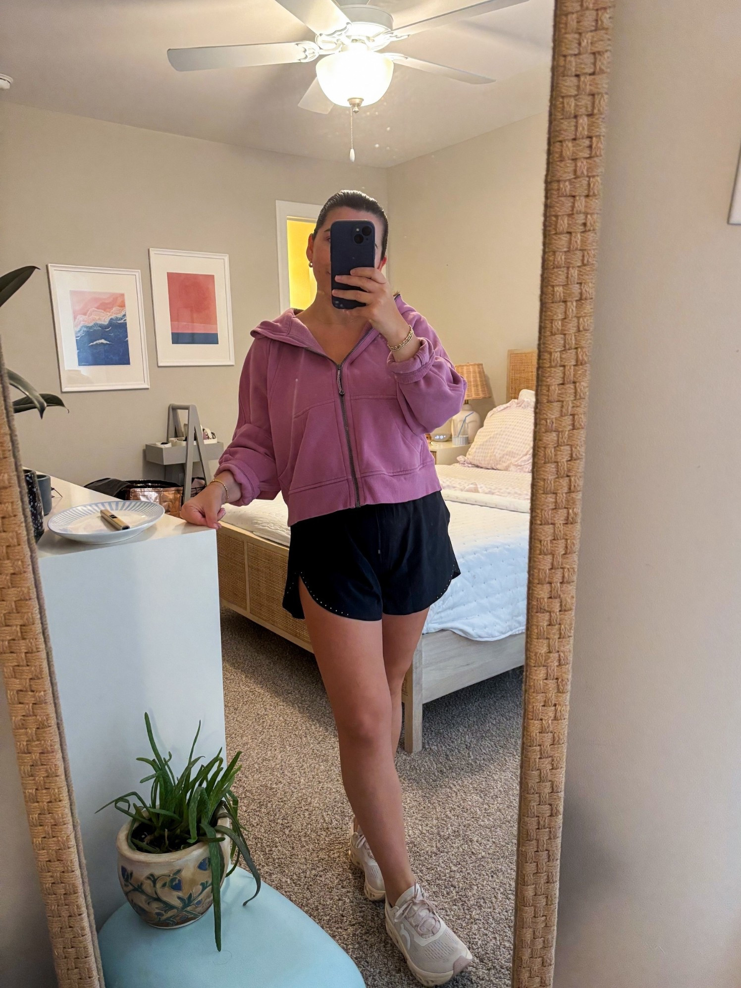 Morning coffee outfit! Wearing xs/s in sweatshirt & 6 in shorts. Sneakers run true to size! Linking other fun colors!

#LTKStyleTip #LTKPetite #LTKActive