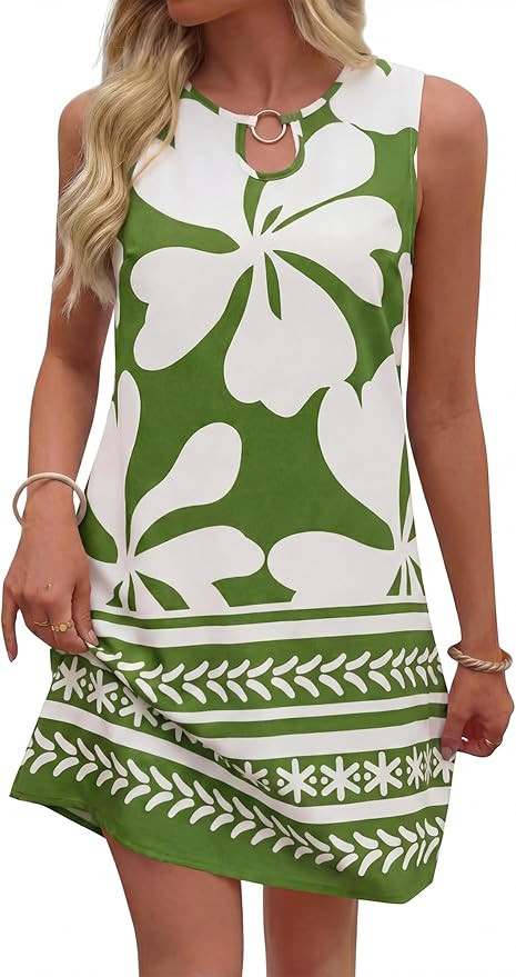 BTFBM Women's Summer Boho Floral Mini Dress 2026 Sleeveless Tank Sun Dress For Beach Vacation Cas... | Amazon (US)