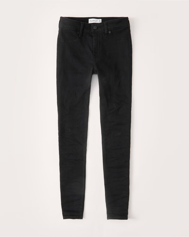 Abercrombie & Fitch Women's Mid Rise Jean Leggings in Black Wash - Size 25S | Abercrombie & Fitch (US)