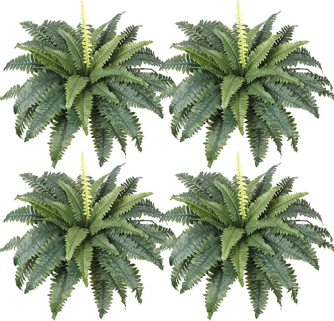 Dremisland Artificial Ferns for Outdoors,Set of 4 Bouquets 30" Diam Large Fake Hanging Ferns Arti... | Amazon (US)