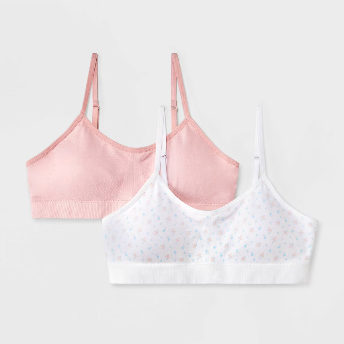Girls' 2pk 'Floral' Seamless Ruched Bra - art class™ White | Target
