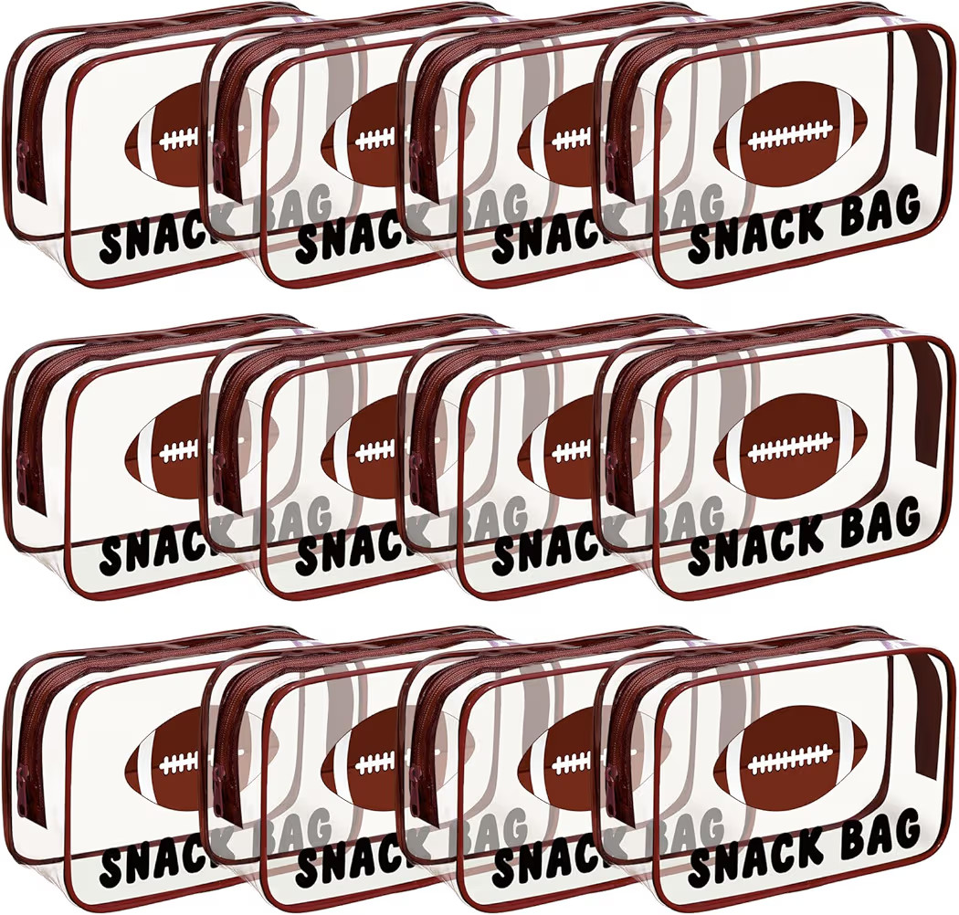 12 Pcs Football Snack Bags for Team Gifts Football Goodie Treat Candy Pouch Bags Clear PVC Waterp... | Amazon (US)
