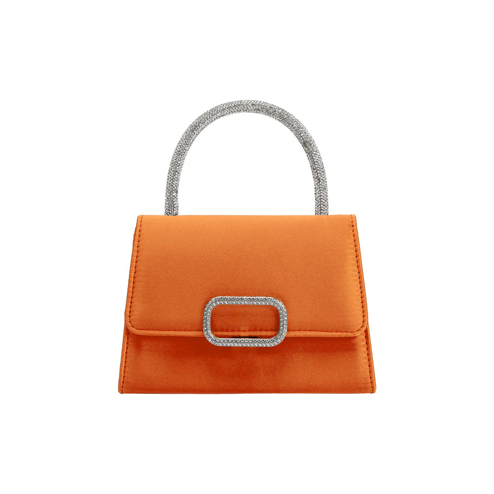 Orange Sadie Satin Top Handle Bag | Melie Bianco | Melie Bianco
