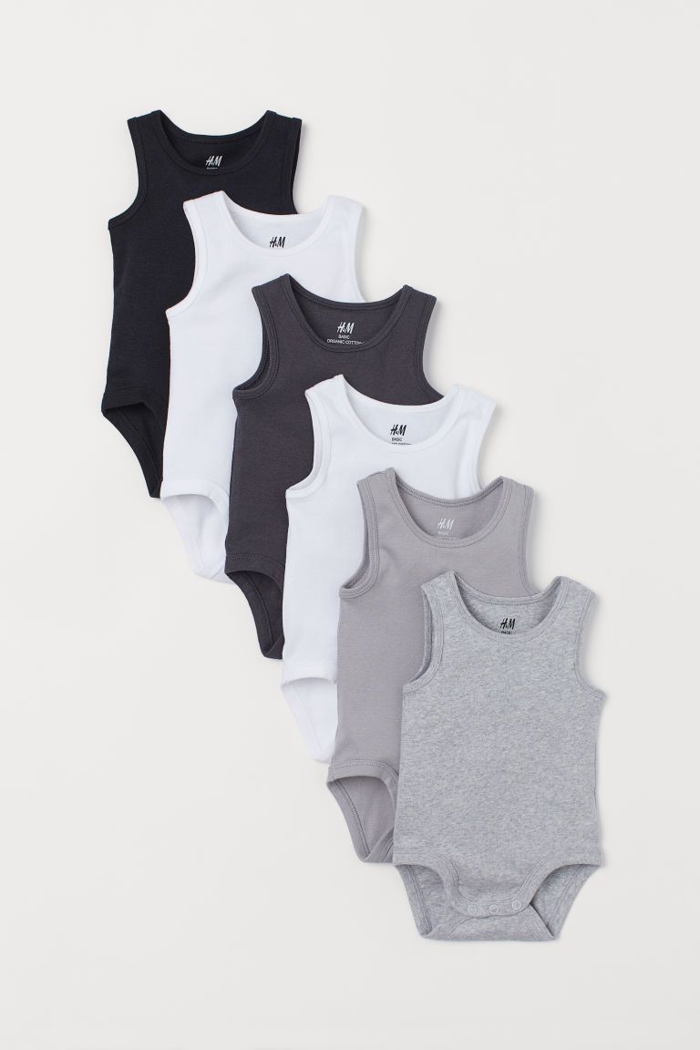 H & M - 6-pack Sleeveless Bodysuits - Black | H&M (US + CA)