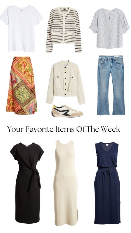 Your weekly favorites!
Knit dresses
Jeans, white Tee, split front top, striped cardigan, skirt, and sneakers.



#LTKover40 #LTKSeasonal #LTKtravel