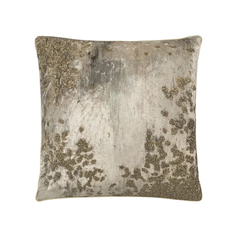 Selina Beaded with Digital Print Square Leather Pillow Cover & Insert | Wayfair North America