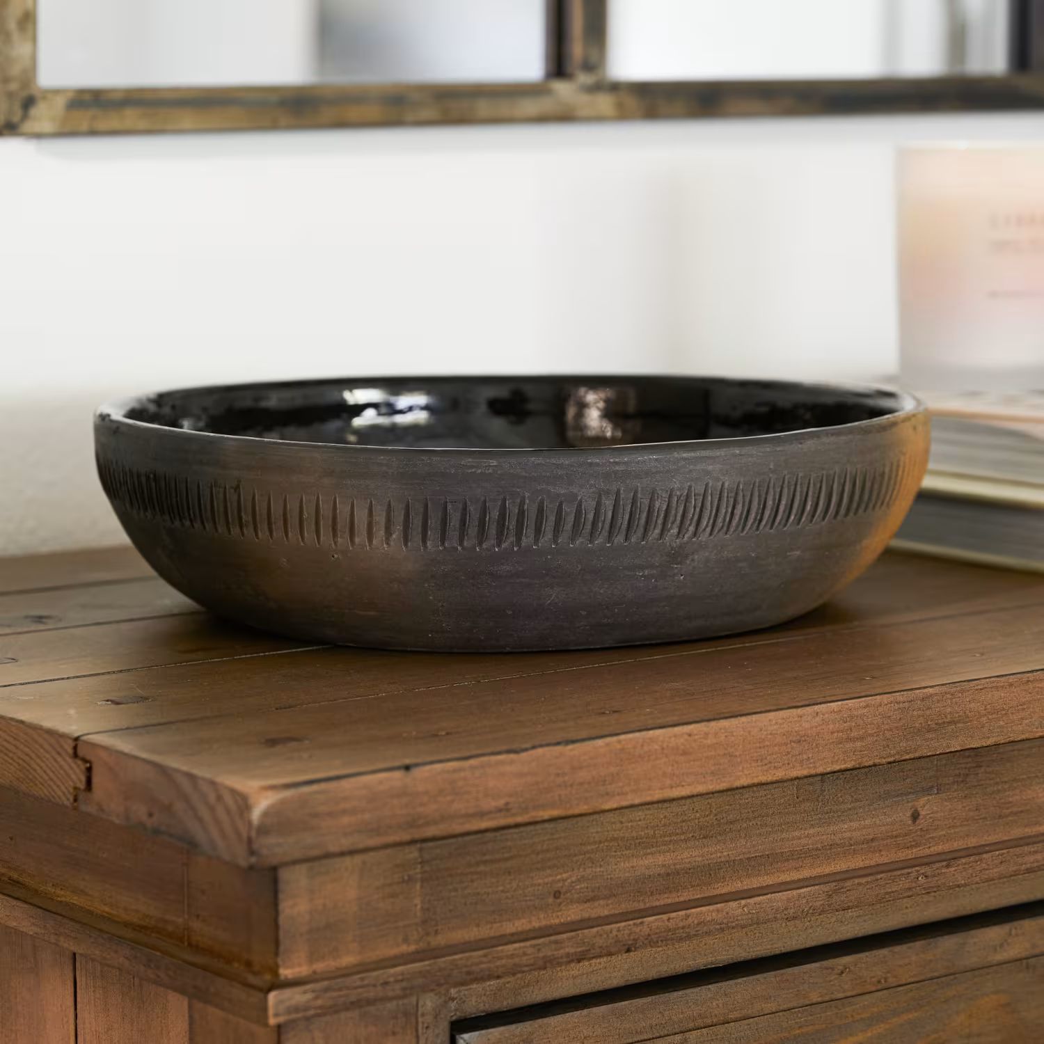 Rustic Black Clay Accent Bowl | Magnolia