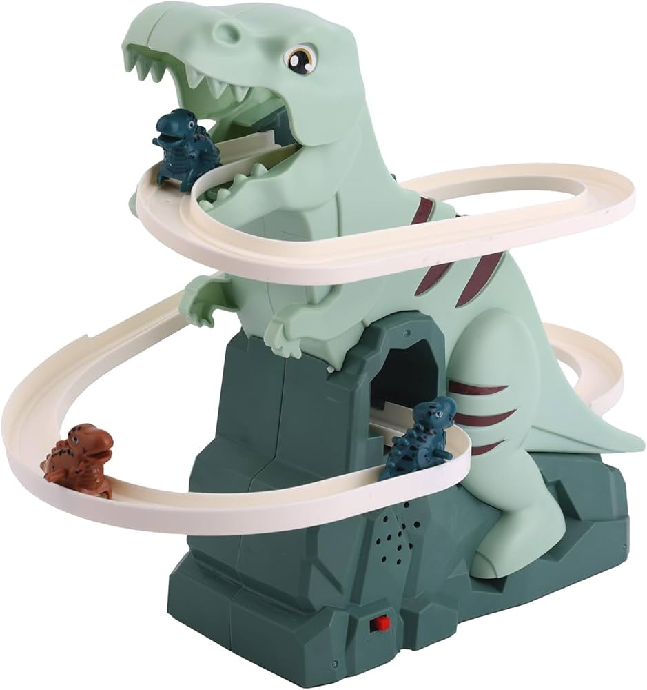 Dinosaur Climbing Slide Music Toy, Fun Electric Dinosaur Race Track Roller Coaster Set for Kids A... | Amazon (US)