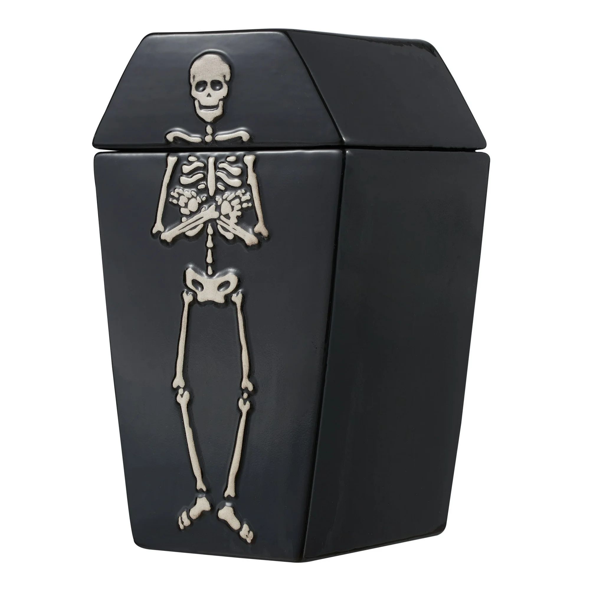 Halloween Earthenware 28-Ounce Coffin Shaped Skeleton Treat Food Storage Jar, by Way To Celebrate | Walmart (US)