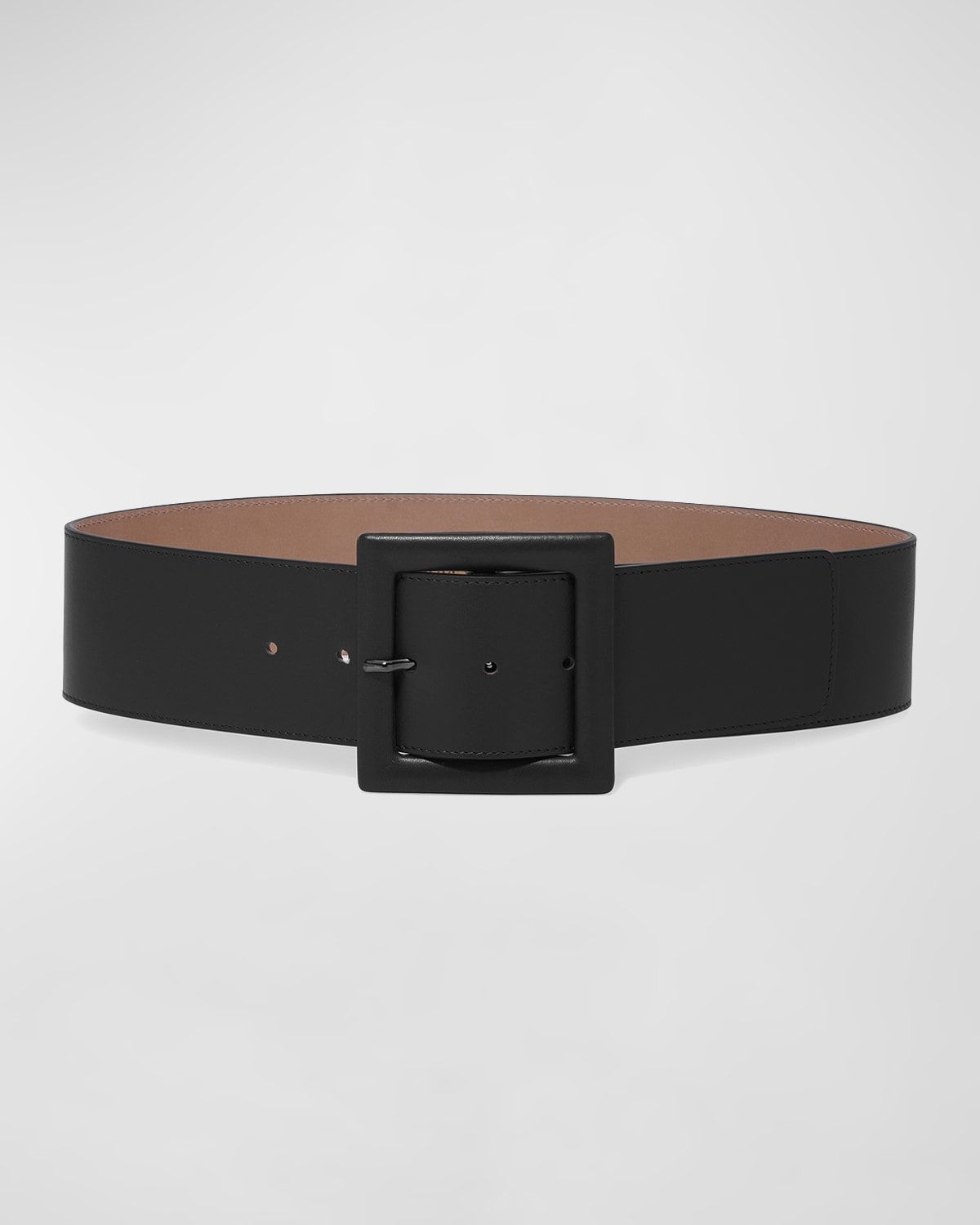 Square-Buckle Wide Leather Belt | Neiman Marcus