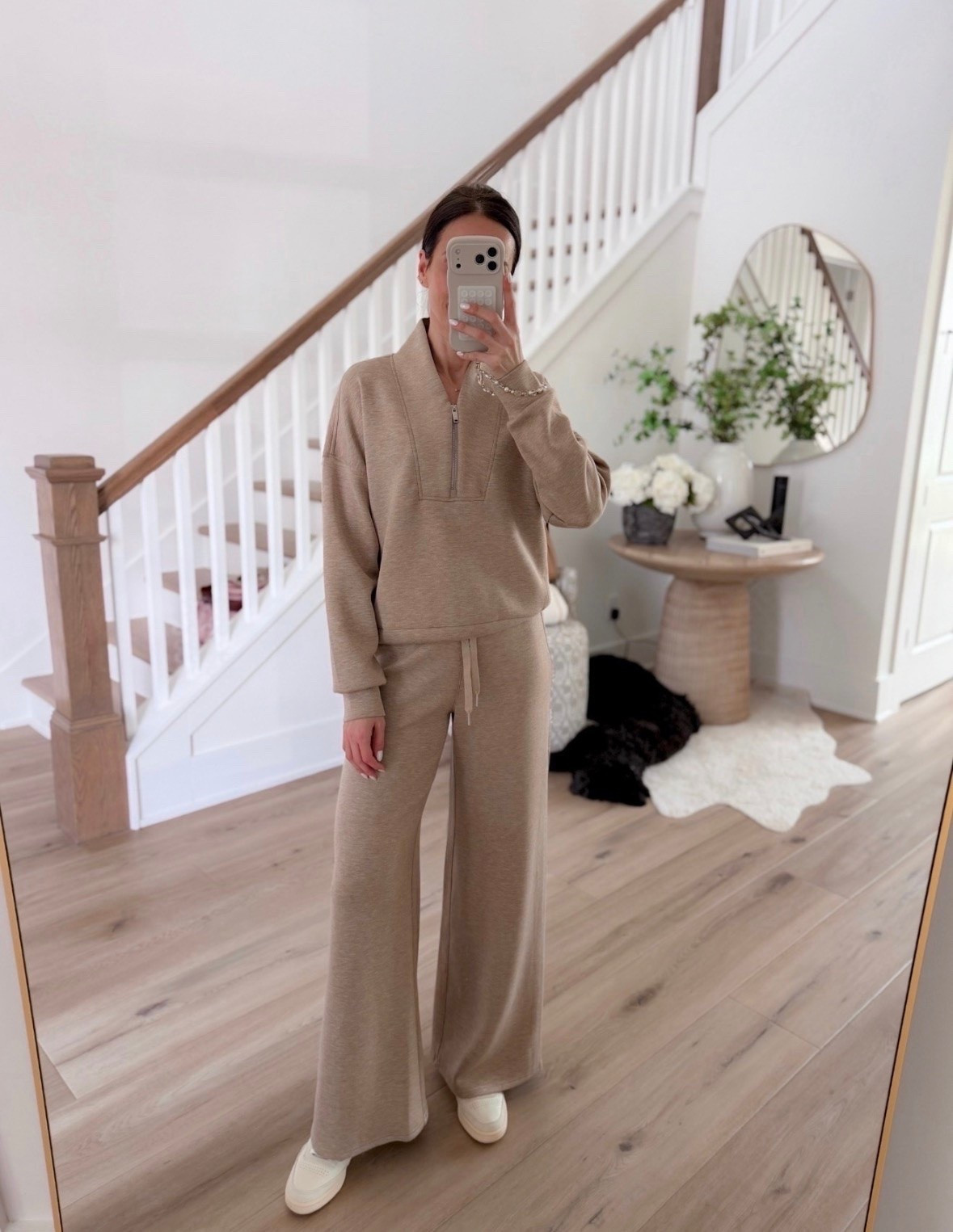 This lounge set is one of those outfits that feels just as good as it looks. The quarter zip sweatshirt and wide leg pants are incredibly soft, polished enough to wear out, and comfortable enough to live in all season.

Lounge set, Matching set, Quarter zip sweatshirt, Wide leg sweatpants, Travel outfit, Airport style, Cozy outfit, Neutral fashion, Elevated loungewear, Casual style, Amazon fashion, annabrstyle

#LTKootd #LTKActive #LTKSeasonal
