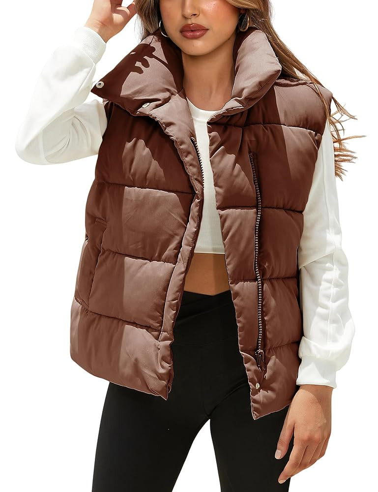 EsheSy Women's Puffer Vest Zip Up Sleeveless Lightweight Stand Collar Padded Gilet | Amazon (US)