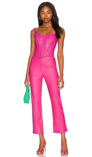 Vegan Leather Corset Bustier in Hot Pink | Revolve Clothing (Global)