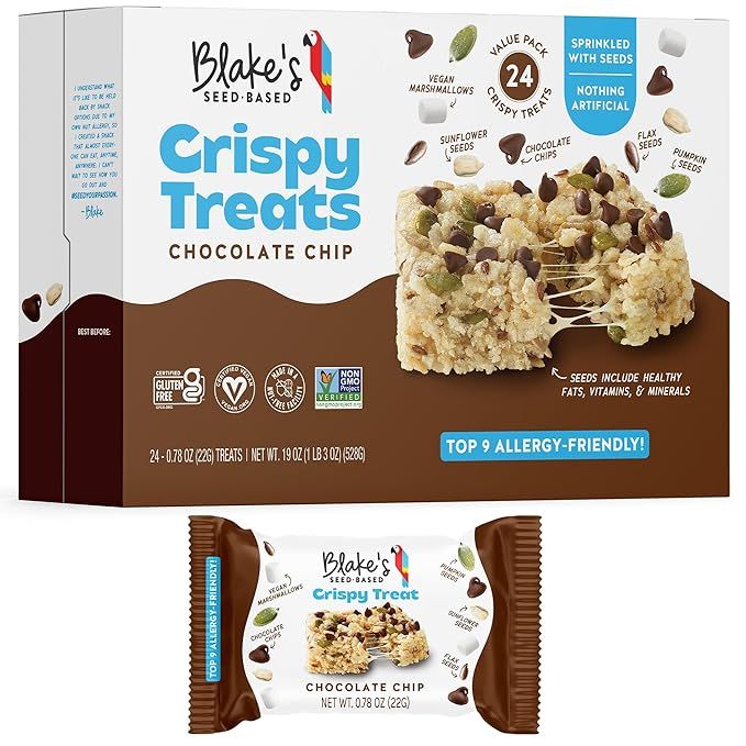 Blake’s Seed Based Crispy Treats – Chocolate Chip (24 Count), Nut Free, Gluten Free, Dairy Fr... | Amazon (US)