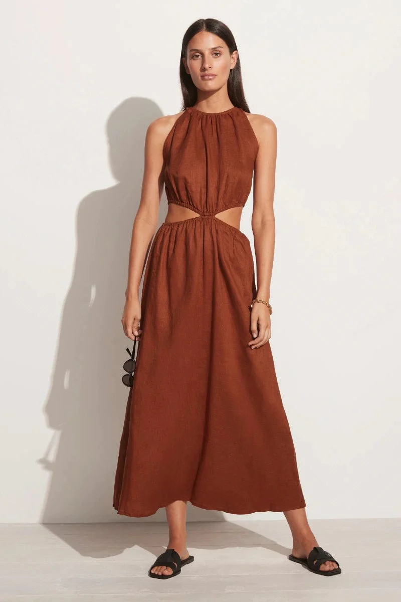 Trapani Midi Dress Plain Spice - Final Sale | Faithfull (AU)