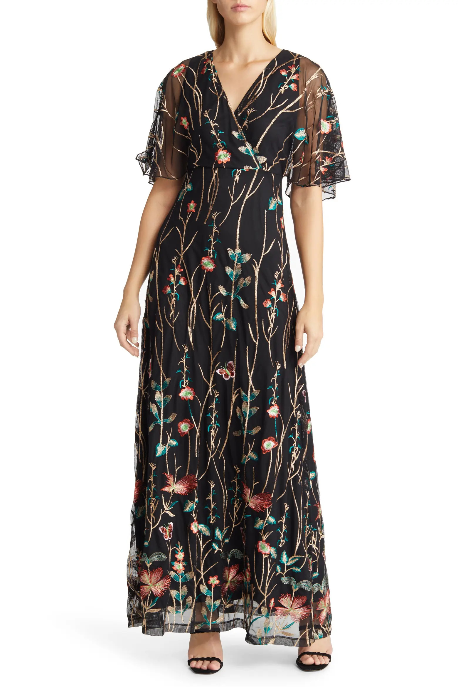 Kiyonna Embroidered Elegance Evening Gown with Sleeves (Women) | Nordstrom | Nordstrom