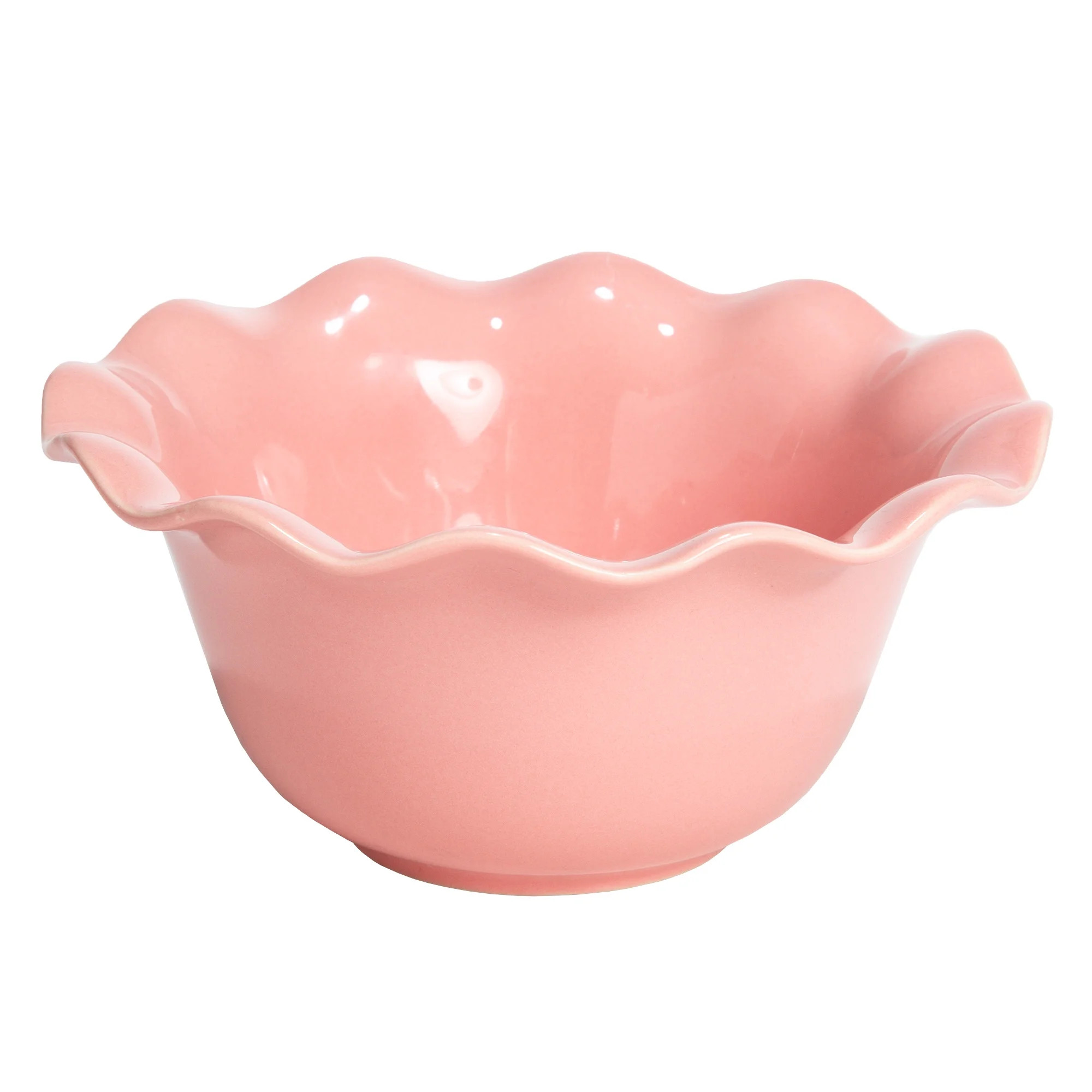 Paris Hilton Heiress Collection Stoneware Soup Bowl, Scalloped Ruffle Rim, 6.25-Inch, Rose Pink | Walmart (US)