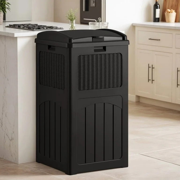 Homall Homes 36 Gallon Trash Can Plastic Kitchen Trash Can,Black | Walmart (US)