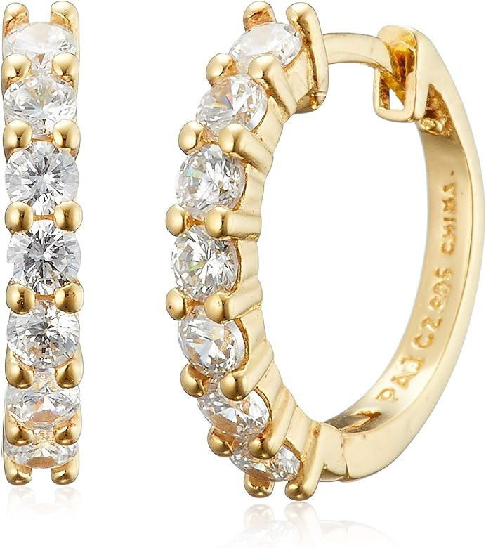 Amazon Essentials Plated Sterling Silver Hinged Huggie Hoop Earrings | Amazon (US)