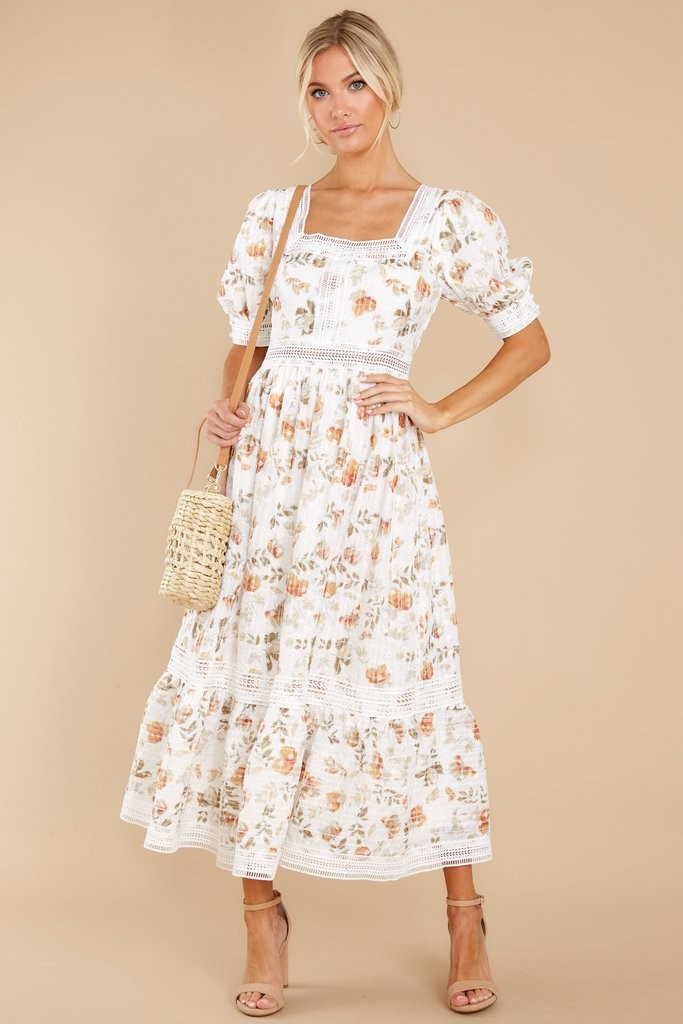 Making A Memory White Floral Print Maxi Dress | Red Dress 