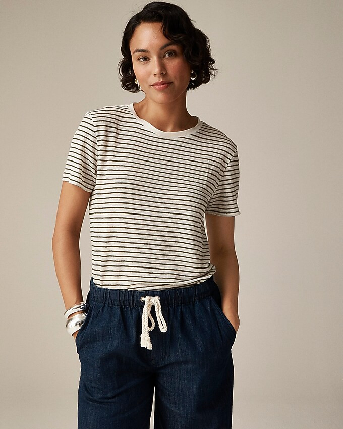 Relaxed linen T-shirt in stripe | J. Crew US