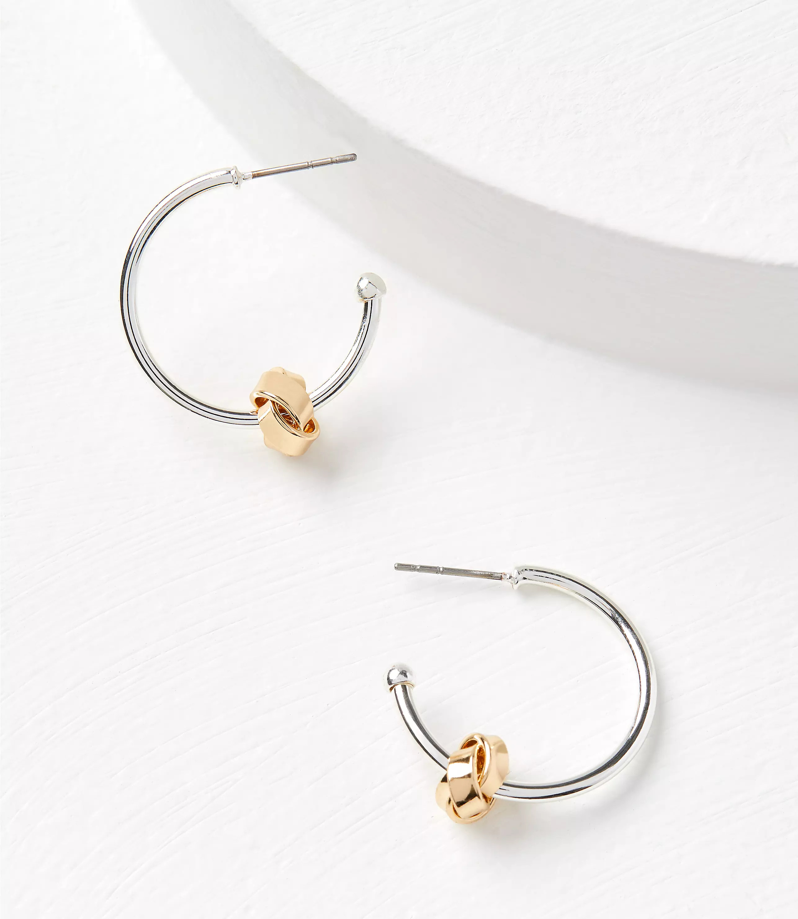 Mixed Metal Knot Hoop Earrings | LOFT