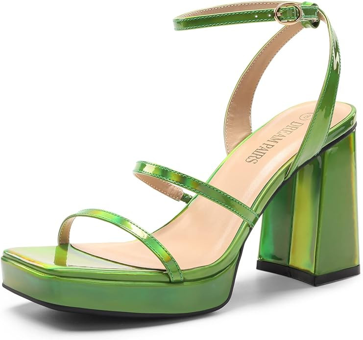 DREAM PAIRS Women's Platform Strappy Heels Open Toe Ankle Strap Square Party Sandals Y2K Dress Sh... | Amazon (US)