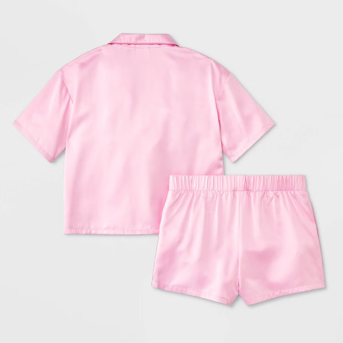 Girls' 2pc Satin Short Sleeve Button Up Pajama Set - art class™ | Target