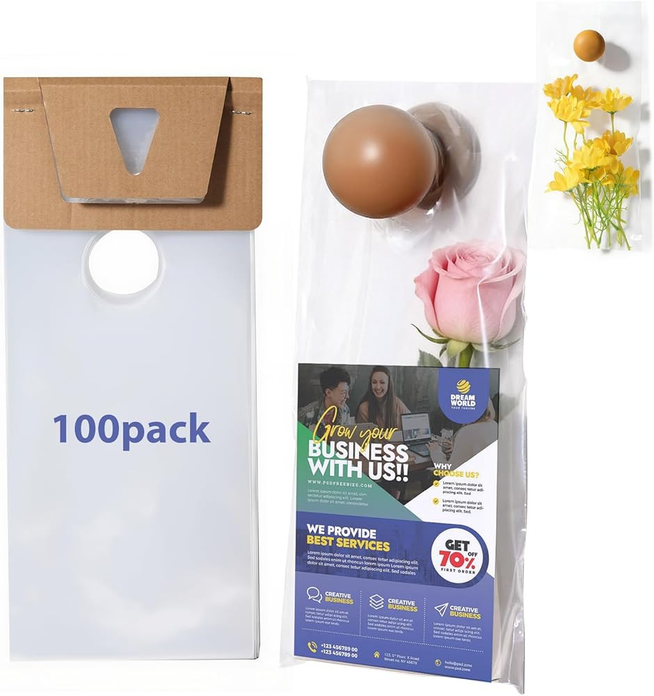 100-Pack 6“X12” Door Hanger Bags, Clear Door Hanger Bags For Flyers, Greeting Cards, Small Gi... | Amazon (US)