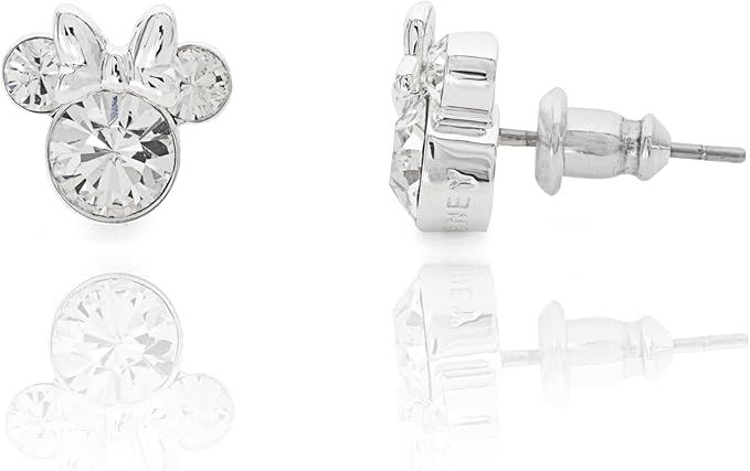 Disney Minnie Mouse Birthstone Jewelry, Silver Plated Crystal Stud Earrings for Women and Girls | Amazon (US)