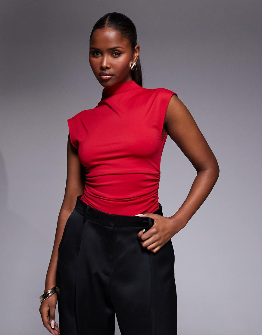 Good American weightless sculpting sleeveless high neck bodysuit in red | ASOS (Global)